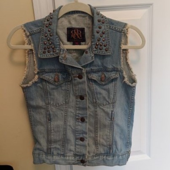 spiked denim vest